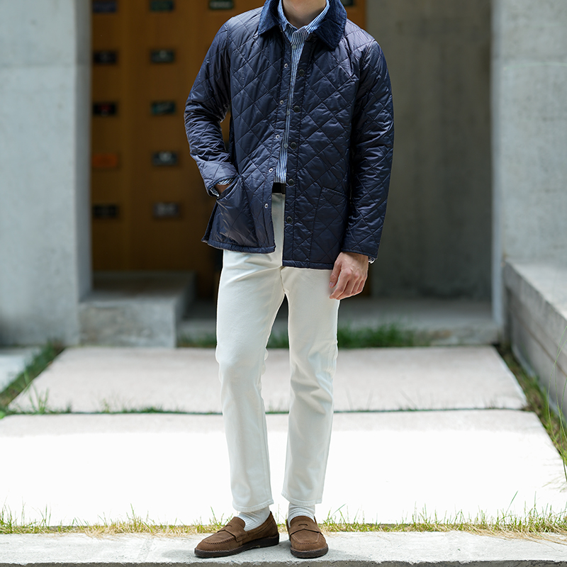 Details for Barbour Slim Fit Jaket Kasual Berkolar Quilted Biru Navy MQU1348NY92