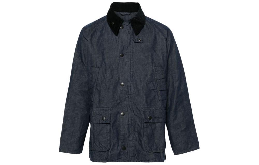 Barbour Slim Fit Waxed Jacket with Snap Collar in Blue MCA0959MCAIN71