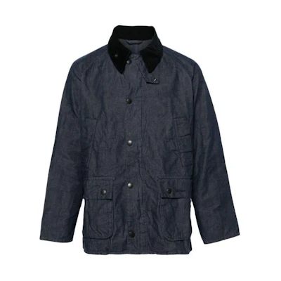 Barbour Slim Fit Waxed Jacket with Snap Collar in Blue MCA0959MCAIN71
