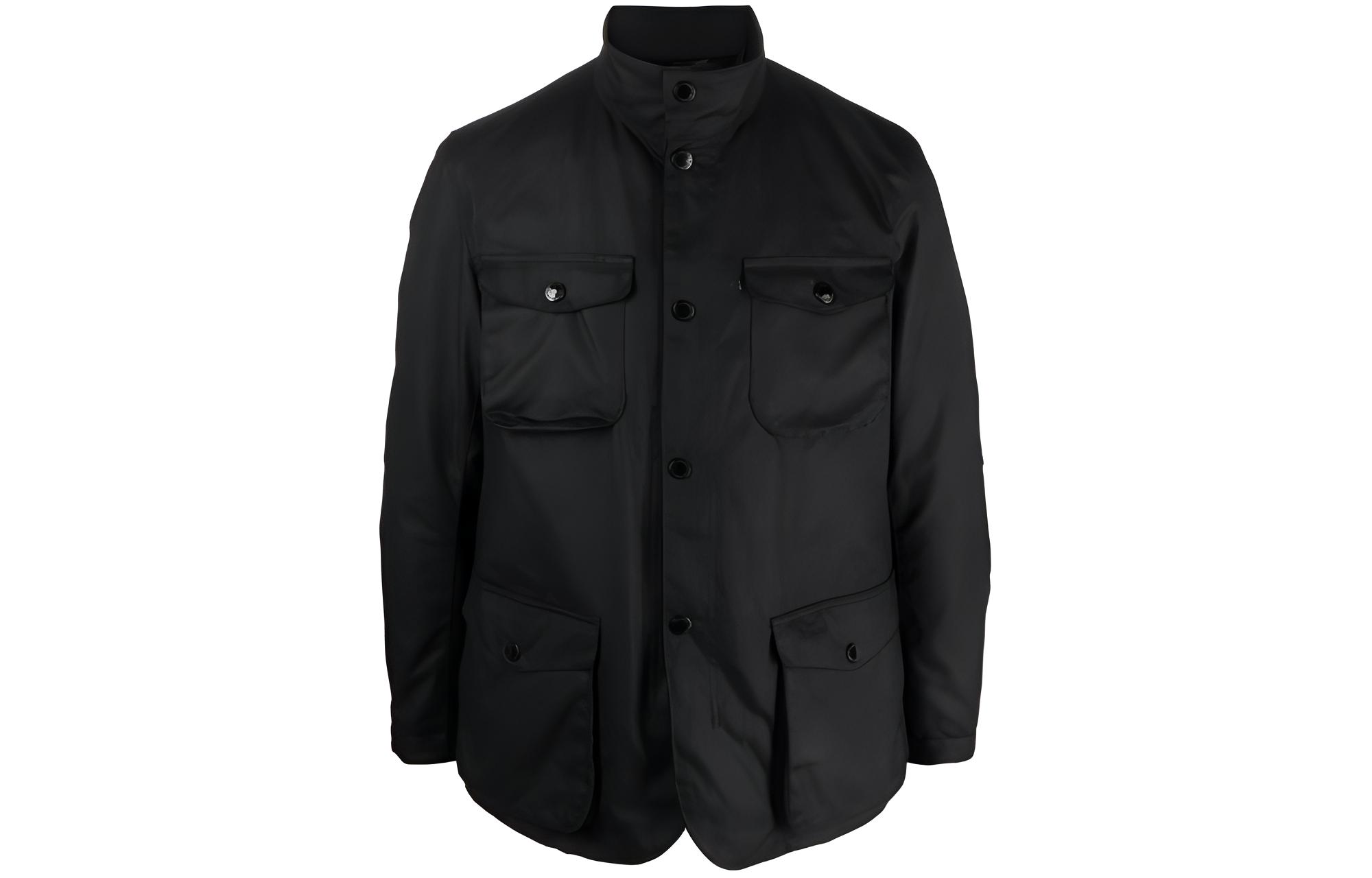 Barbour Solid Casual Stand Collar Long Sleeve Jacket - Black MWX0700BK11