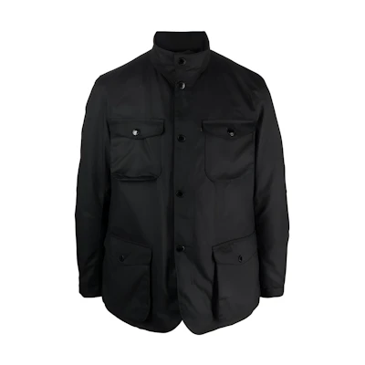 Barbour Solid Casual Stand Collar Long Sleeve Jacket - Black MWX0700BK11