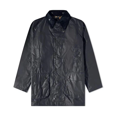 Barbour Solid Collar Zipper Waxed Jacket - Navy Blue MWX1759NY93