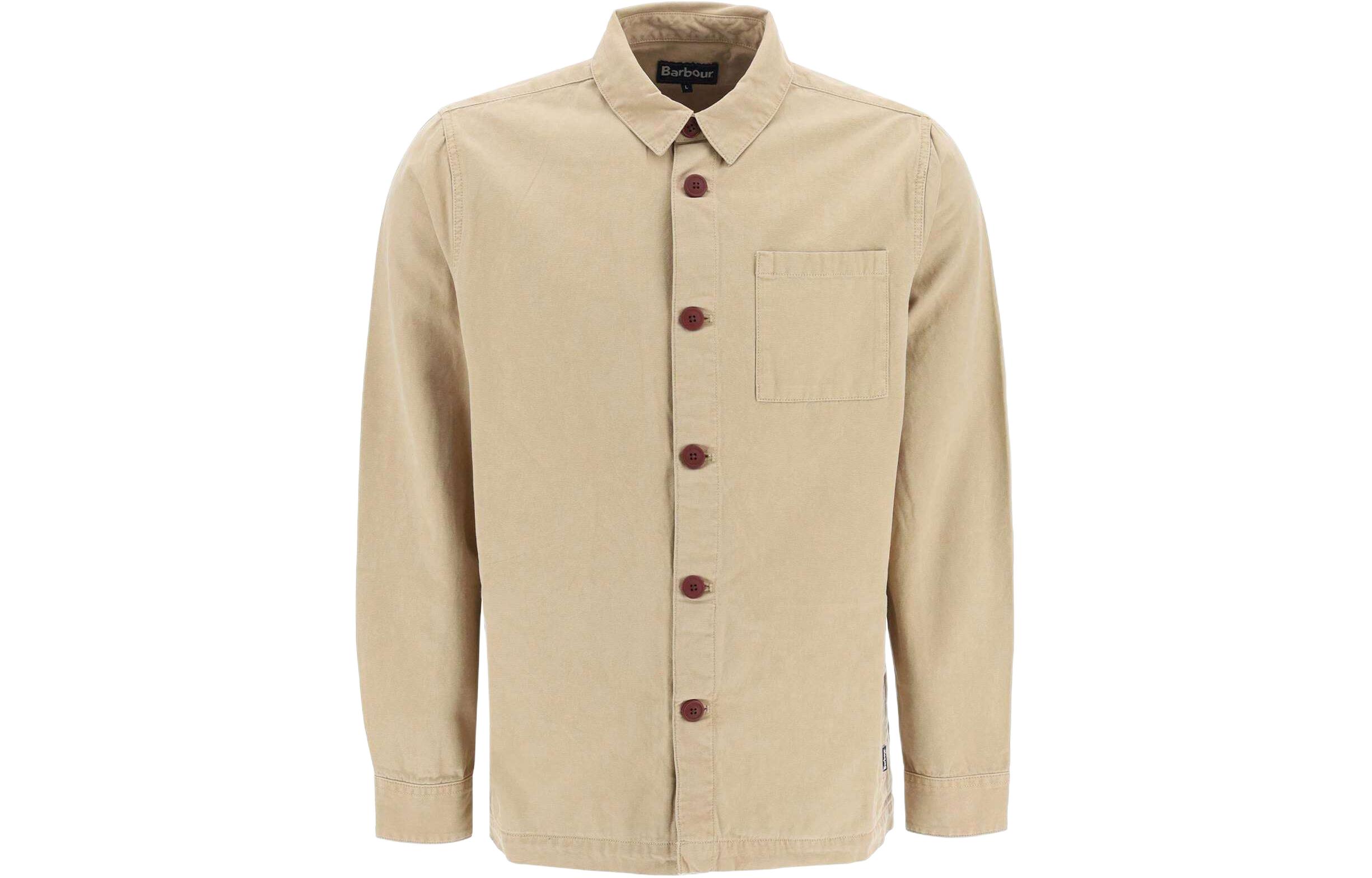 Barbour Solid Color Button-Up Collar Jacket Khaki M0S0281OL31