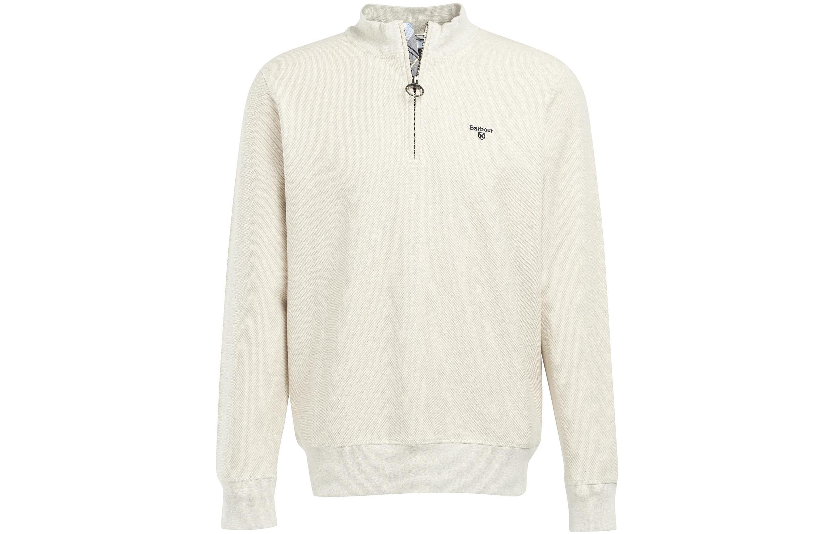 Barbour Solid Color Half-Zip Casual Sweatshirt Off-White MOL0393-WH