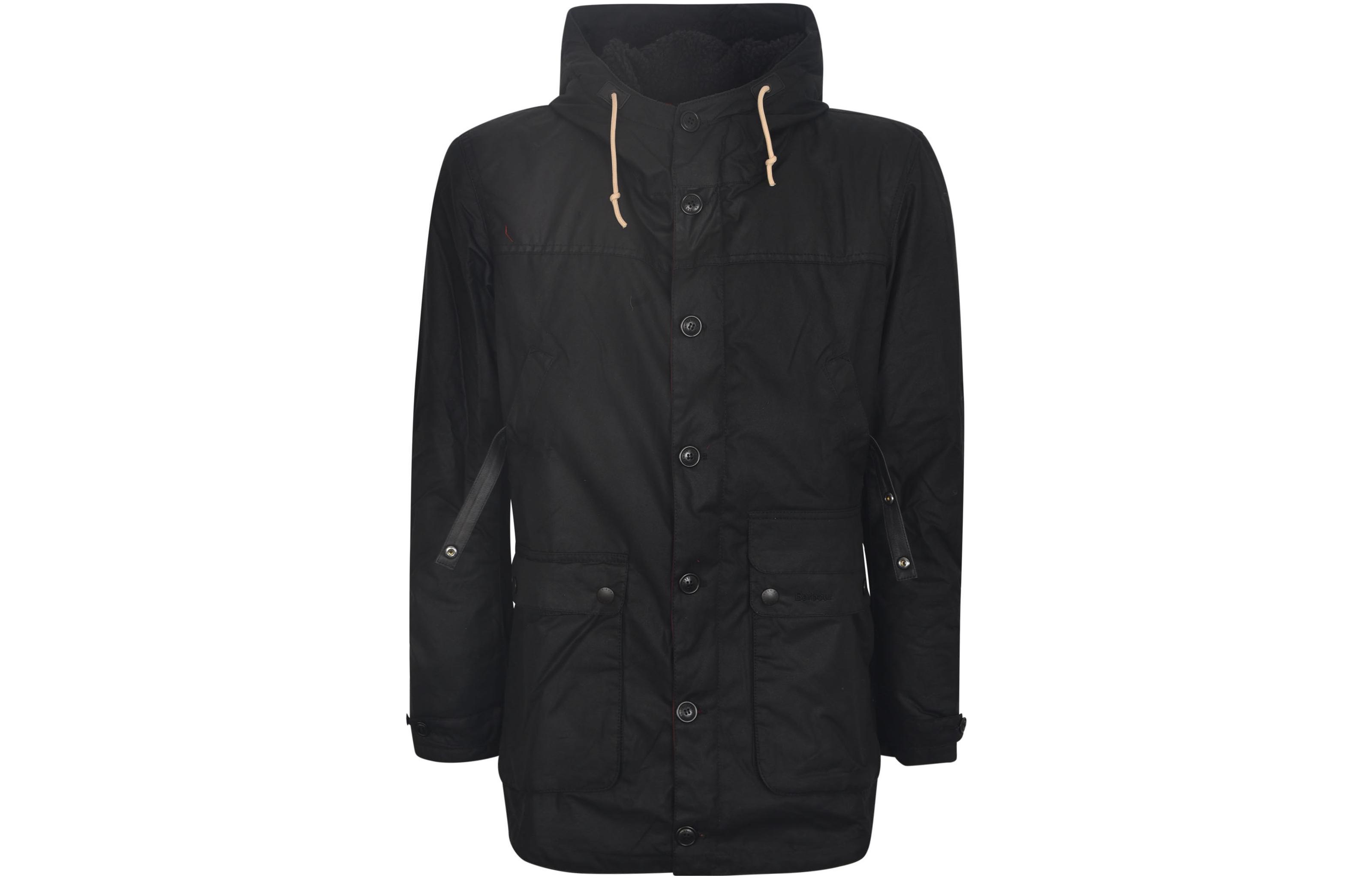 Barbour Solid Color Hooded Button-Up Long Sleeve Jacket Men MWX0698MWXBK72