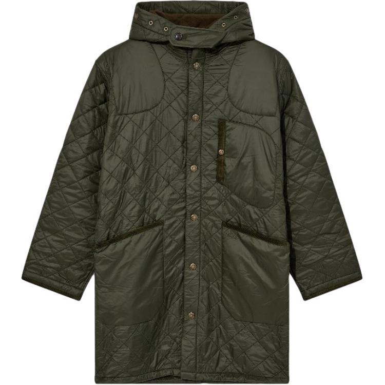 Barbour Solid Color Hooded Longline Jacket Coat - Green MQU1739OL51