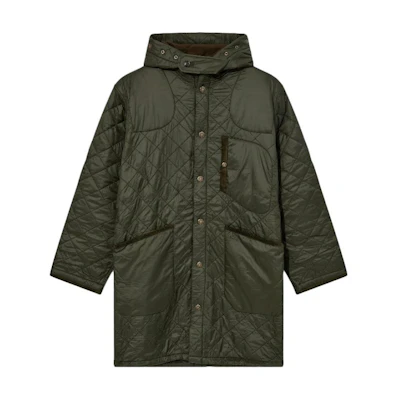 Barbour Solid Color Hooded Longline Jacket Coat - Green MQU1739OL51