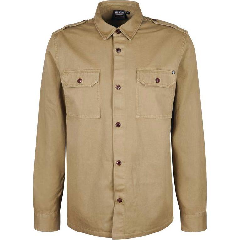 Barbour Solid Color Single-Breasted Shirt Jacket Beige () MOS0288ST95