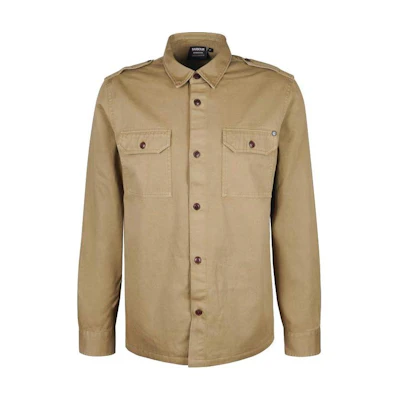 Barbour Solid Color Single-Breasted Shirt Jacket Beige () MOS0288ST95