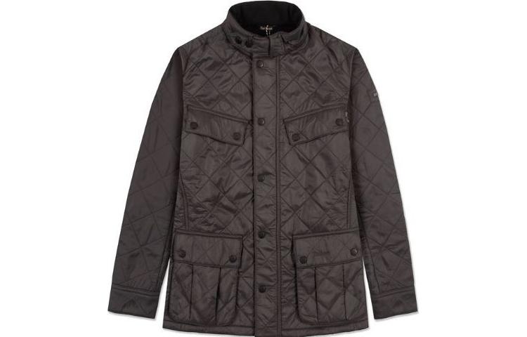 Barbour Solid Color Stand Collar Button Casual Jacket Black MQU0365CH71