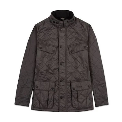 Barbour Solid Color Stand Collar Button Casual Jacket Black MQU0365CH71
