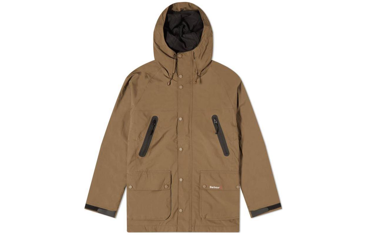 Barbour Solid Color Zip-Up Hooded Jacket Brown MWB1080SN51
