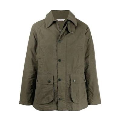 Barbour Solid Color Zip-Up Jacket with Large Pockets Green MCA0741GN31