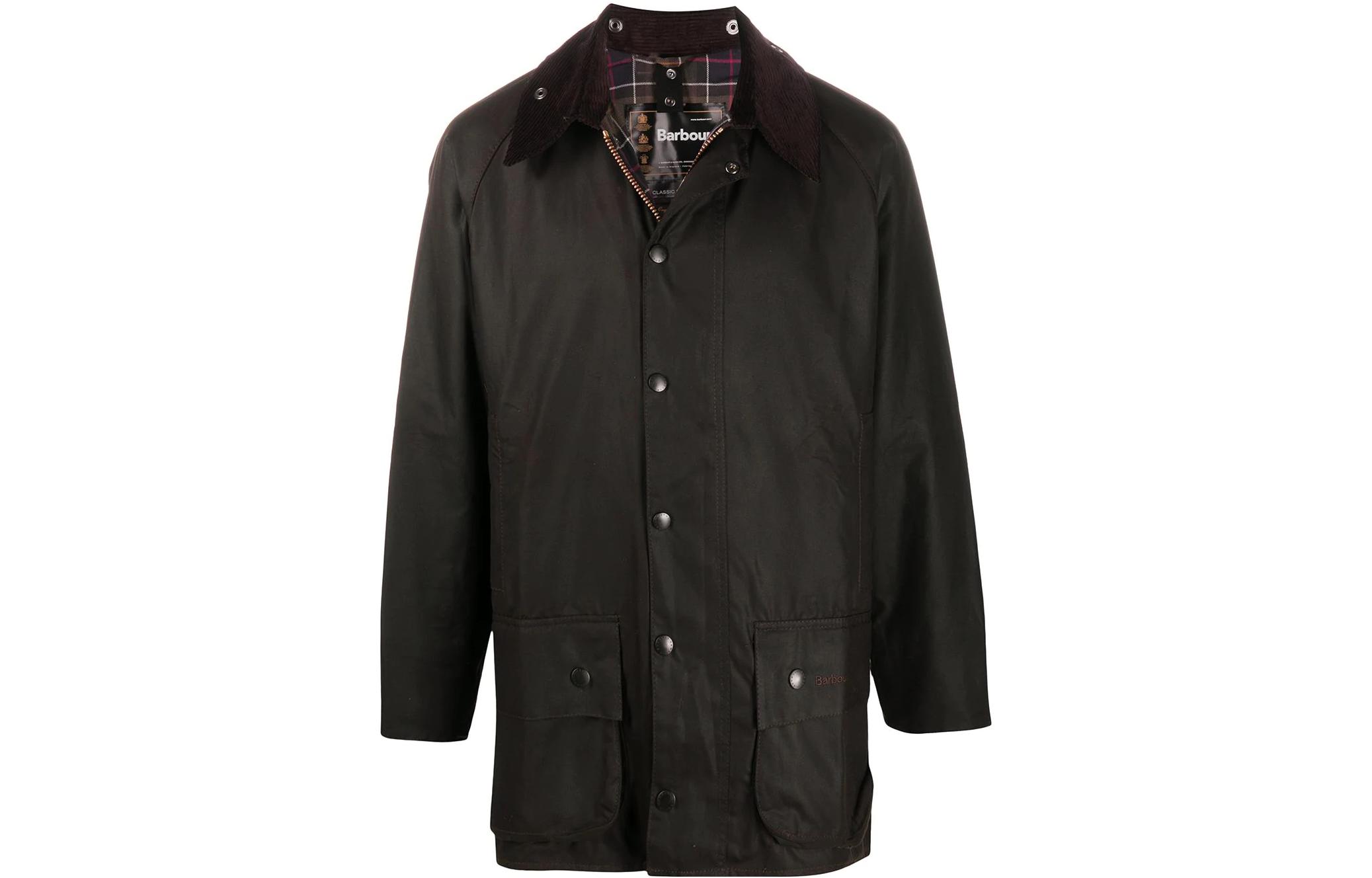 Barbour Solid Color Zip-Up Long Sleeve Jacket Brown () MWX0002OL71