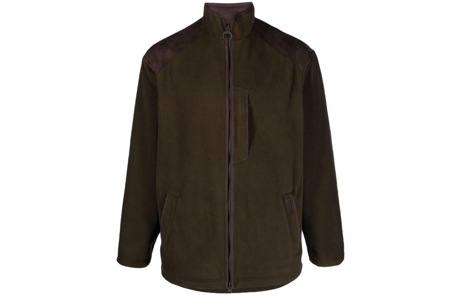 Barbour Solid Color Zip-Up Stand Collar Jacket Forest Green MFL0161