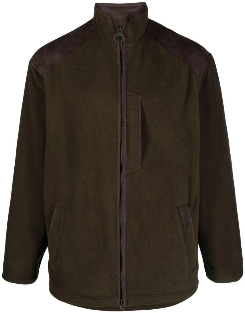 barbour-solid-color-zip-up-stand-collar-jacket-forest-green-mfl-0161