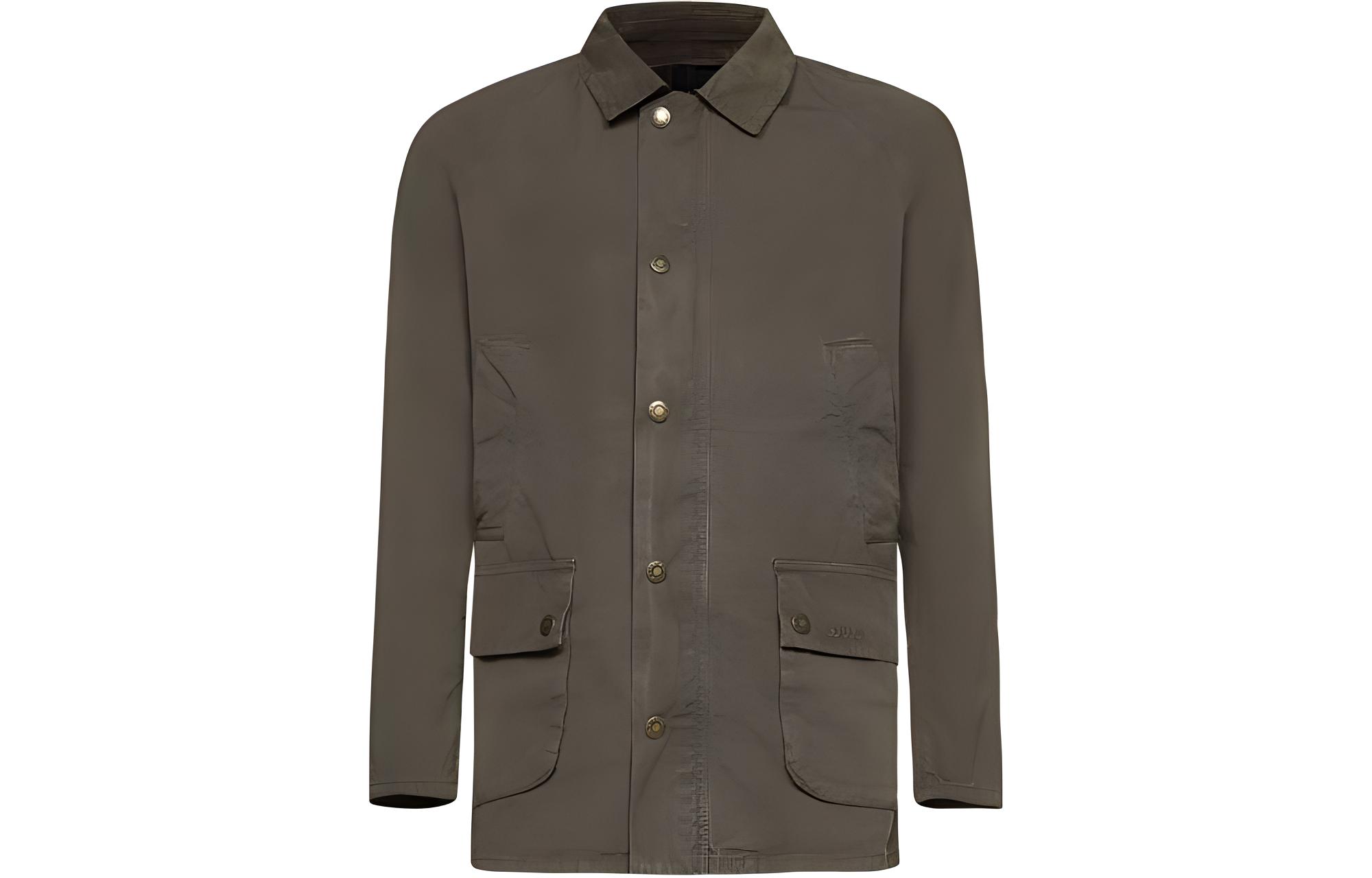 Barbour Solid Green Single-Breasted Collared Jacket MCA0792MCAOL51