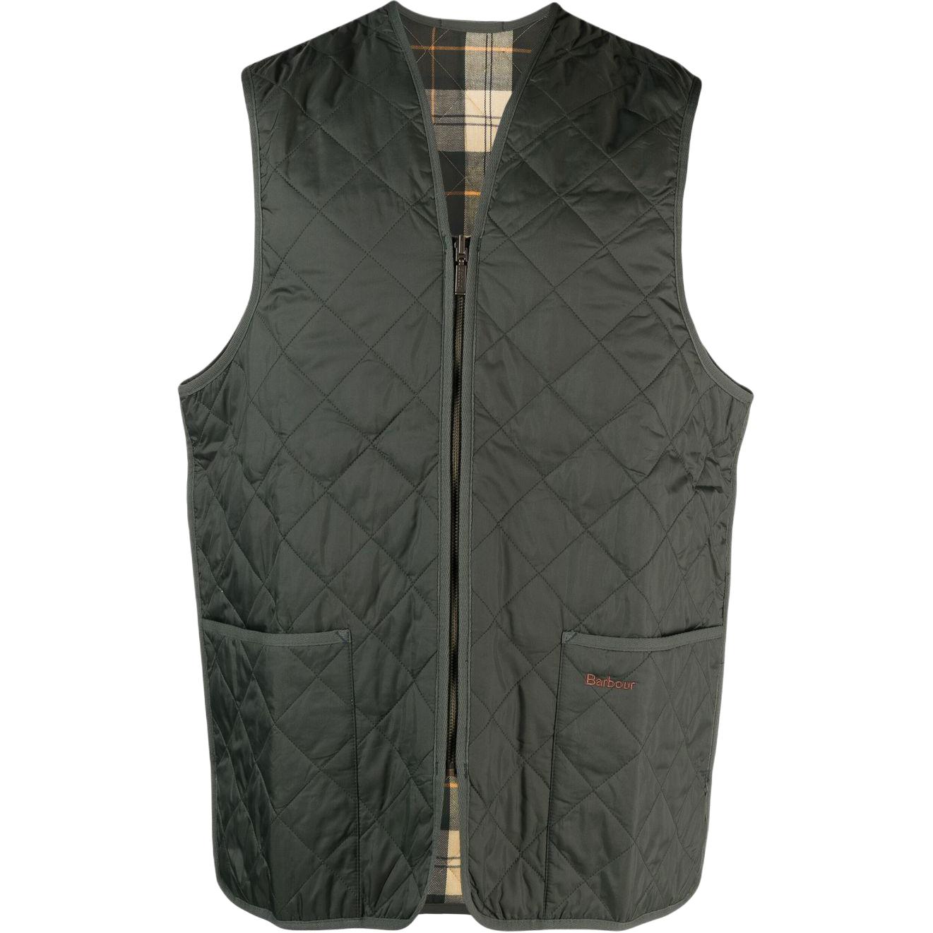 Barbour Solid Green Sleeveless Zip-Up V-Neck Jacket MLI0001GN91