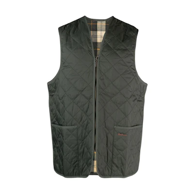 Barbour Solid Green Sleeveless Zip-Up V-Neck Jacket MLI0001GN91