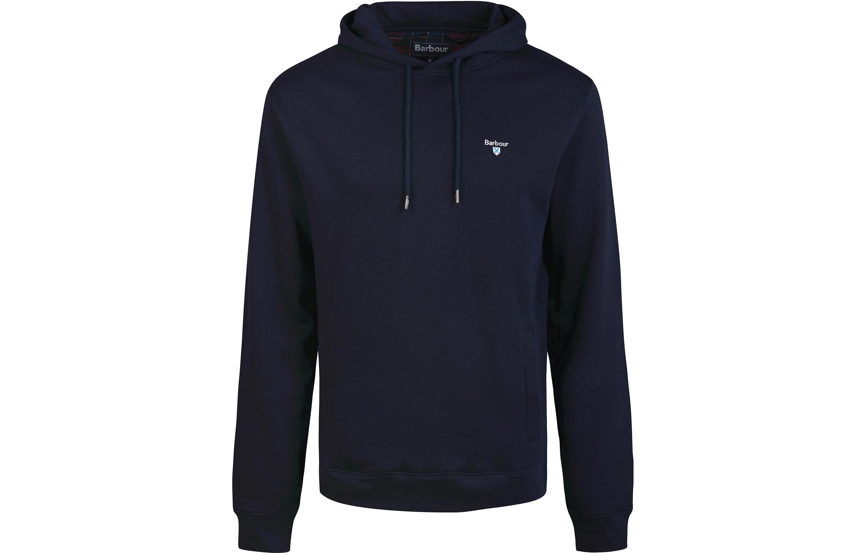 Barbour Solid Logo Embroidered Drawstring Hoodie Blue MOL0472NY91