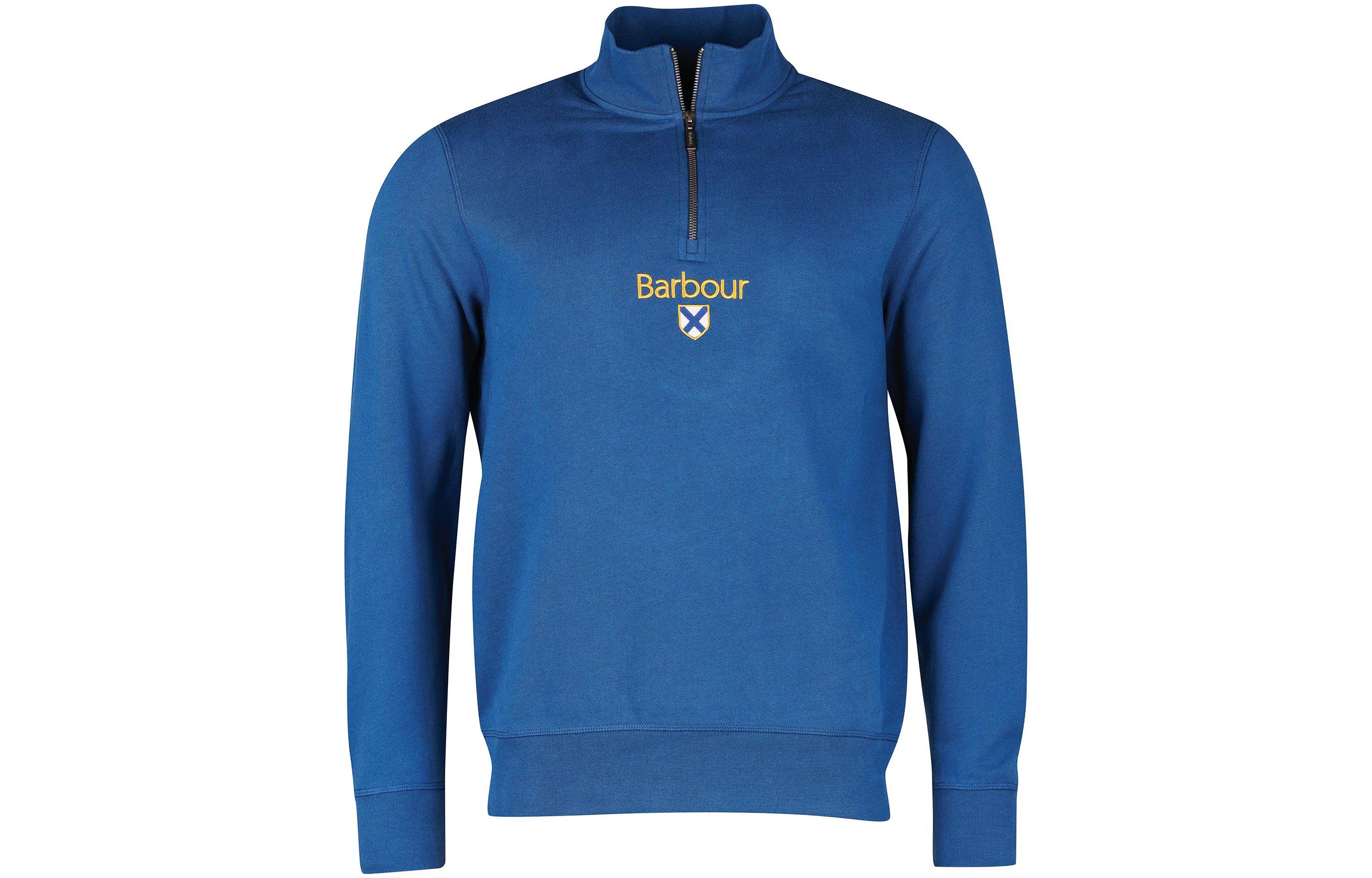 Barbour Solid Logo Embroidered Half-Zip Sweatshirt Light Blue MOL0413-BU