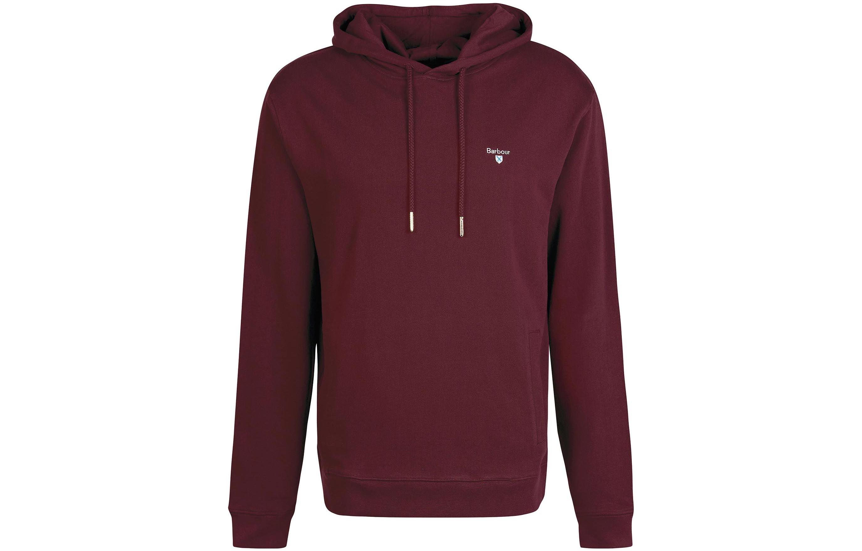 Barbour Solid Logo Embroidered Hoodie Maroon Pullover MOL0472RE86