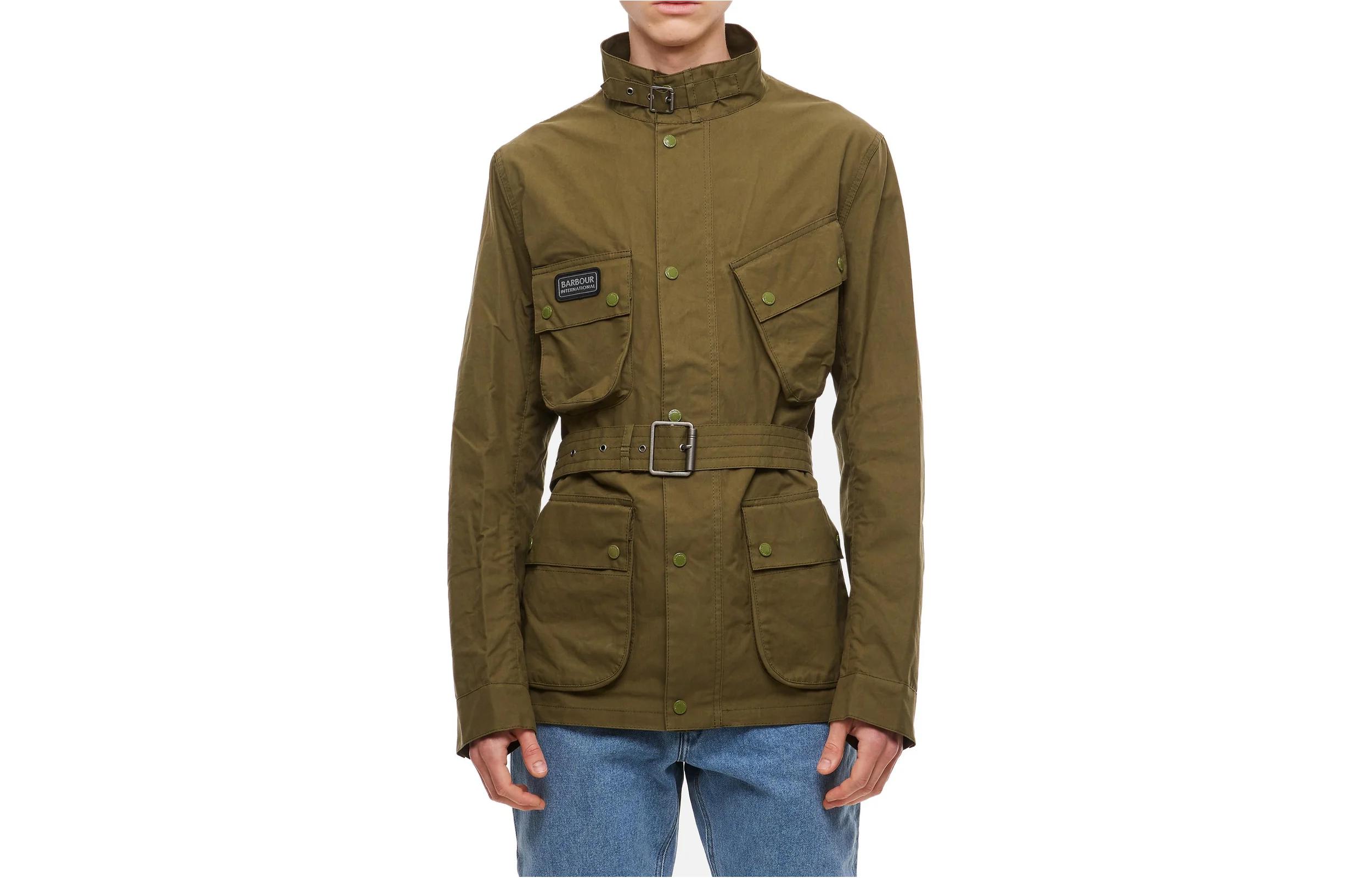 Barbour Solid Logo Stand Collar Long Sleeve Jacket Men MCA0798GN31