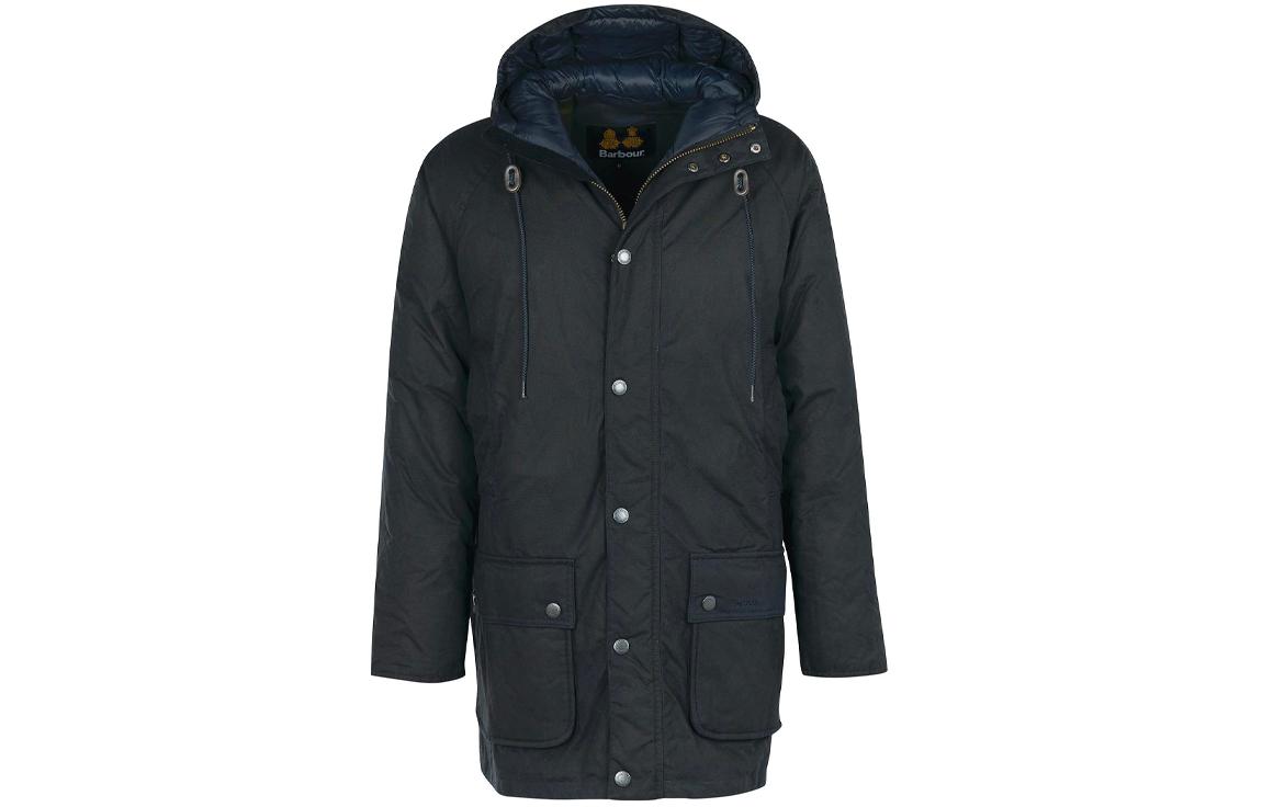 Barbour Solid Navy Waxed Jacket with Hood and Full Zip MWX1845NY92