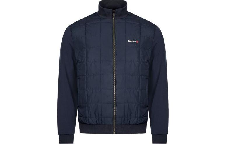 Barbour Solid Navy Zip-Up Casual Jacket with Stand Collar MQS0032NY51