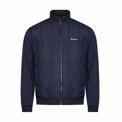 Barbour Solid Navy Zip-Up Casual Jacket with Stand Collar MQS0032NY51