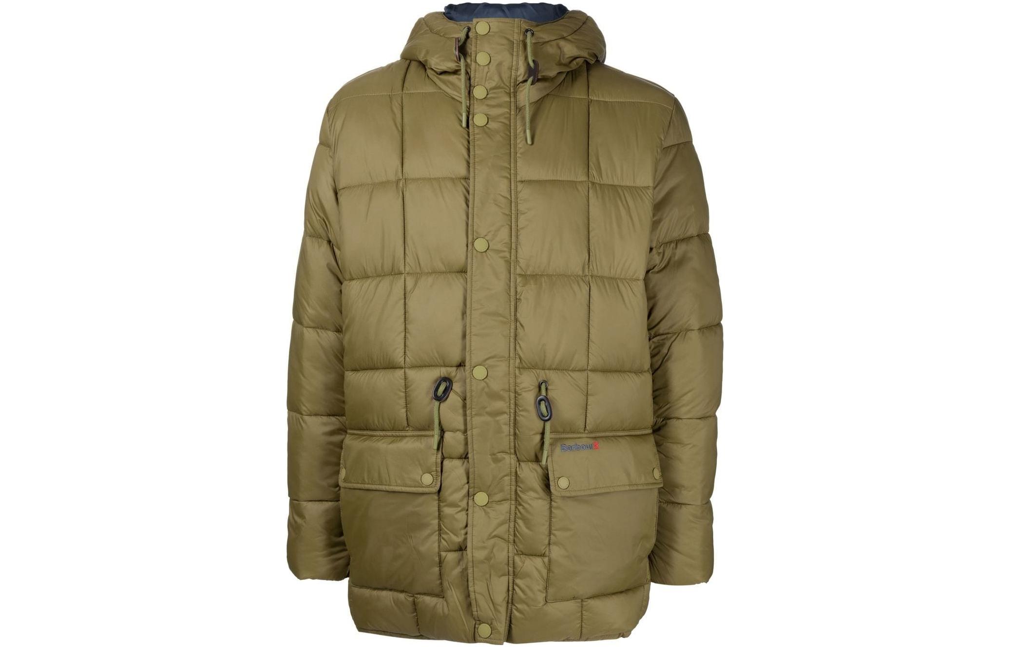 Barbour Solid Quilted Hooded Jacket Olive Green MQU1452GN61