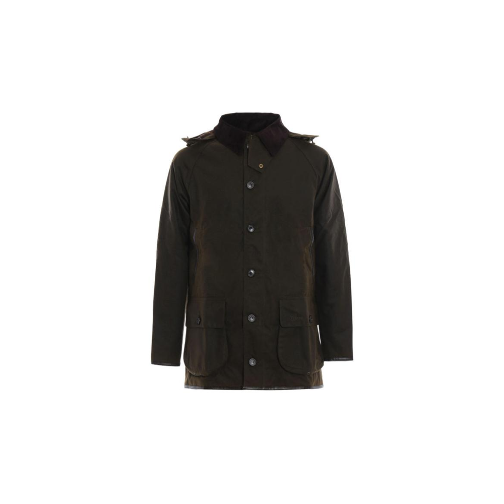 Barbour Solid Waxed Hooded Jacket in Dark Green MWX0902OL51