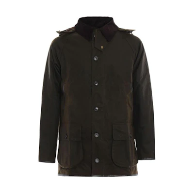Barbour Solid Waxed Hooded Jacket in Dark Green MWX0902OL51