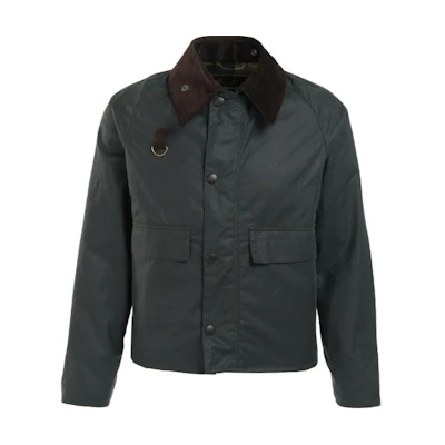 BARBOUR Spey Asia 6Oz Corduroy Collar Classic Oil Wax Jacket Sage Green Men. MWX1212BSM3