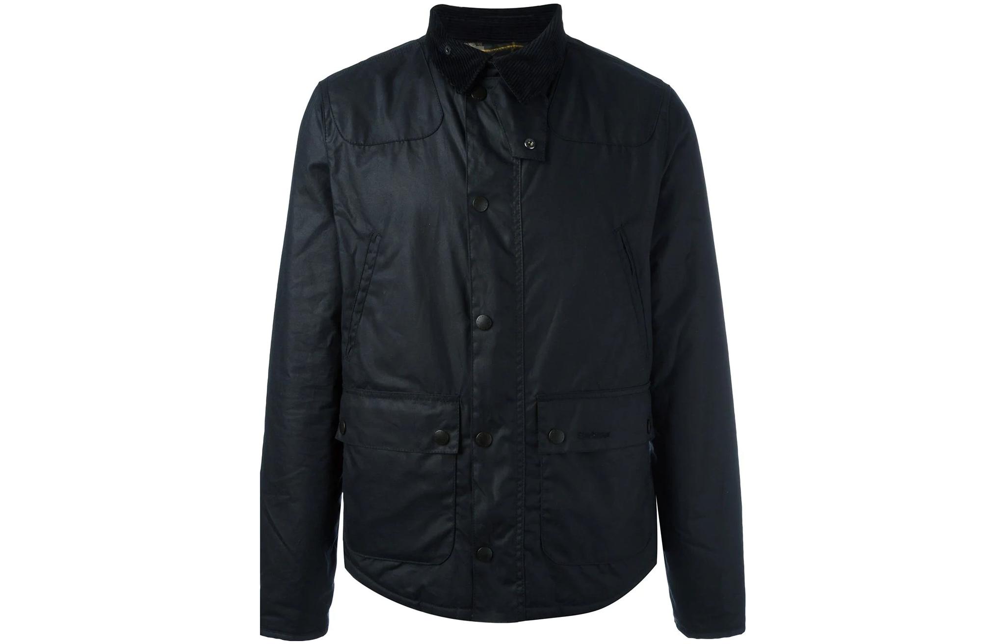 BARBOUR SS23 6oz Waxed Jacket with Corduroy Collar Navy Blue  Outerwear MWX1106NY92