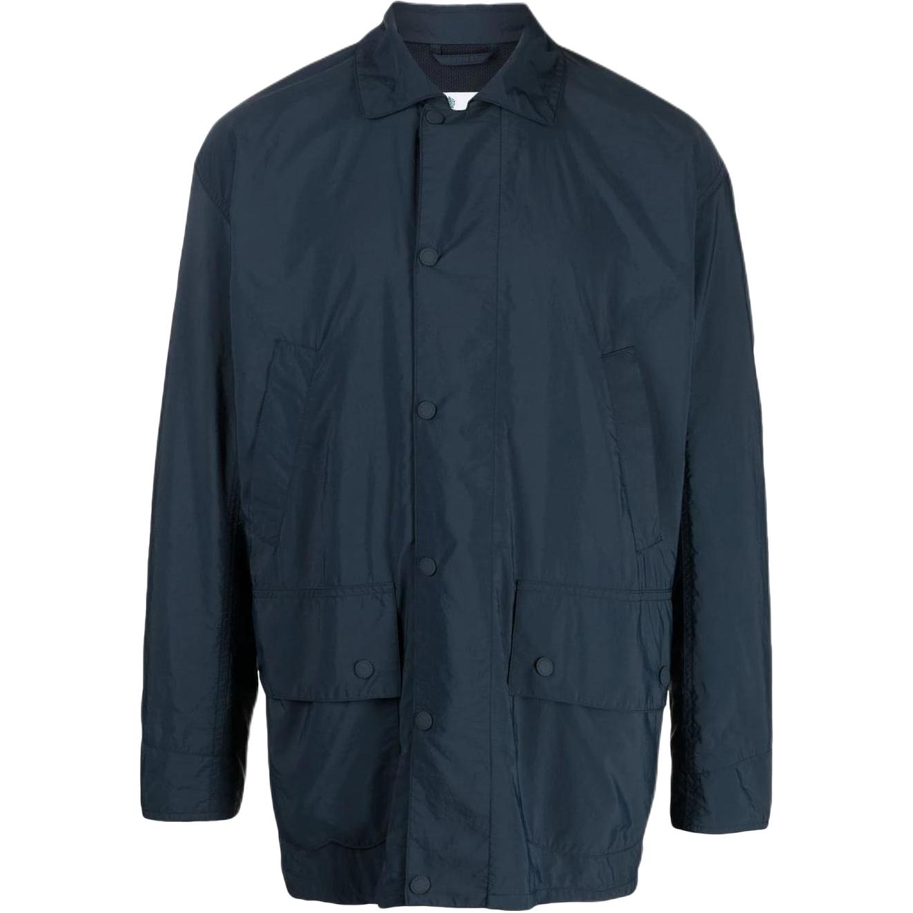 Barbour SS23  Solid Navy Single-Breasted Collared Jacket Outerwear MCA0876NY71
