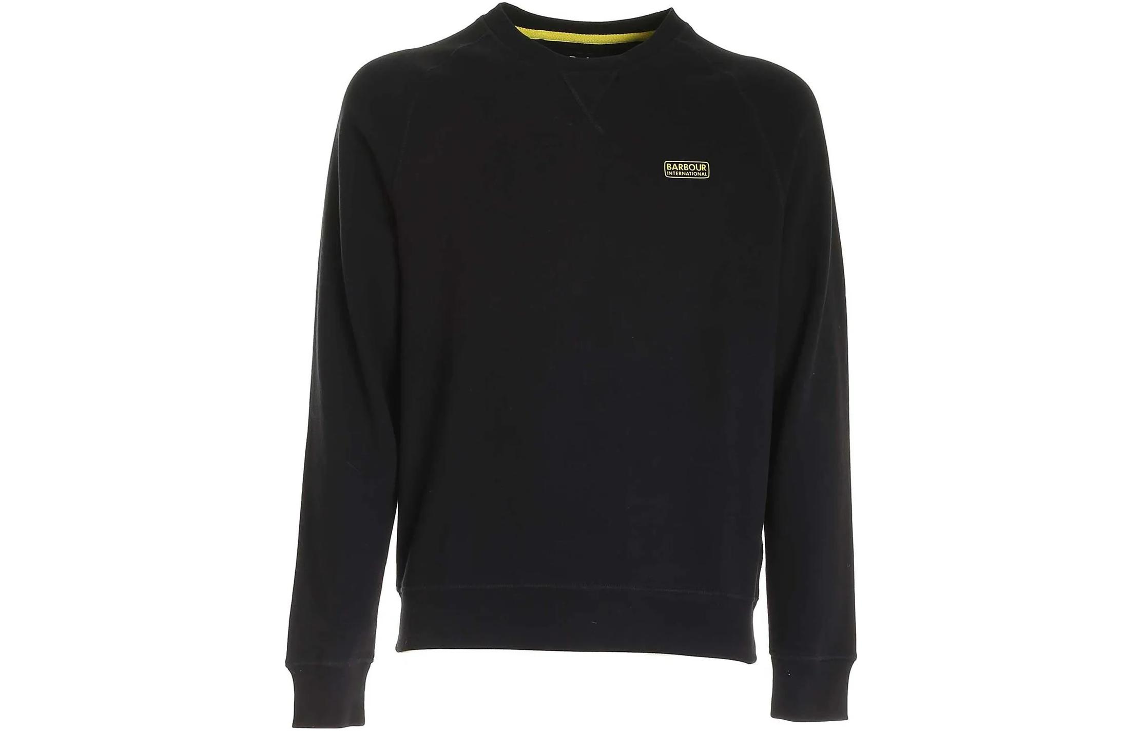 Barbour SS23 Black Crewneck Sweatshirt with Solid Logo Patch MOL0088BK31