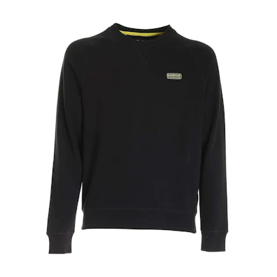 Barbour SS23 Black Crewneck Sweatshirt with Solid Logo Patch MOL0088BK31