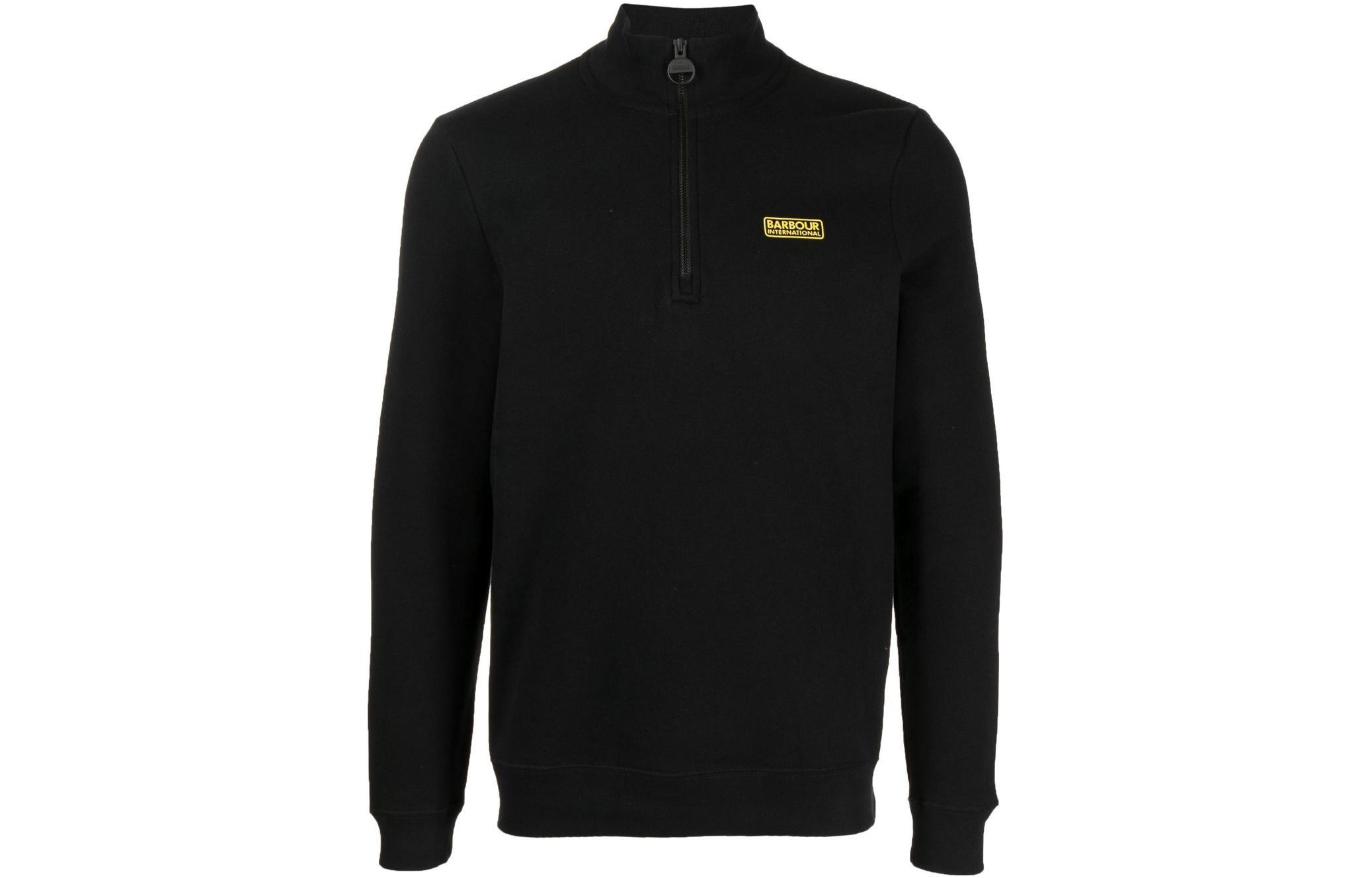 Barbour SS23 Black High-Neck Sweatshirt with Solid Logo Print MOL0255BK31
