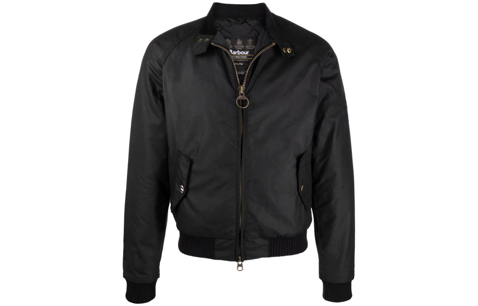 Barbour SS23 Black High-Neck Zip-Up Jacket MWX0465MWXBK71