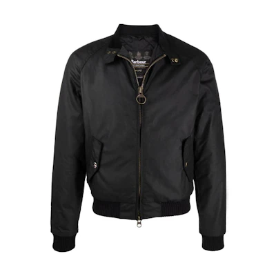 Barbour SS23 Black High-Neck Zip-Up Jacket MWX0465MWXBK71