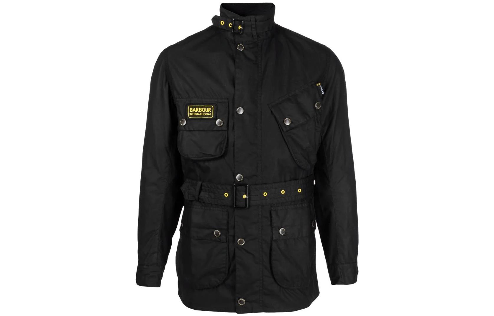 Barbour SS23 Black Letter Print Waxed Long Sleeve Jacket 212MMWX0958