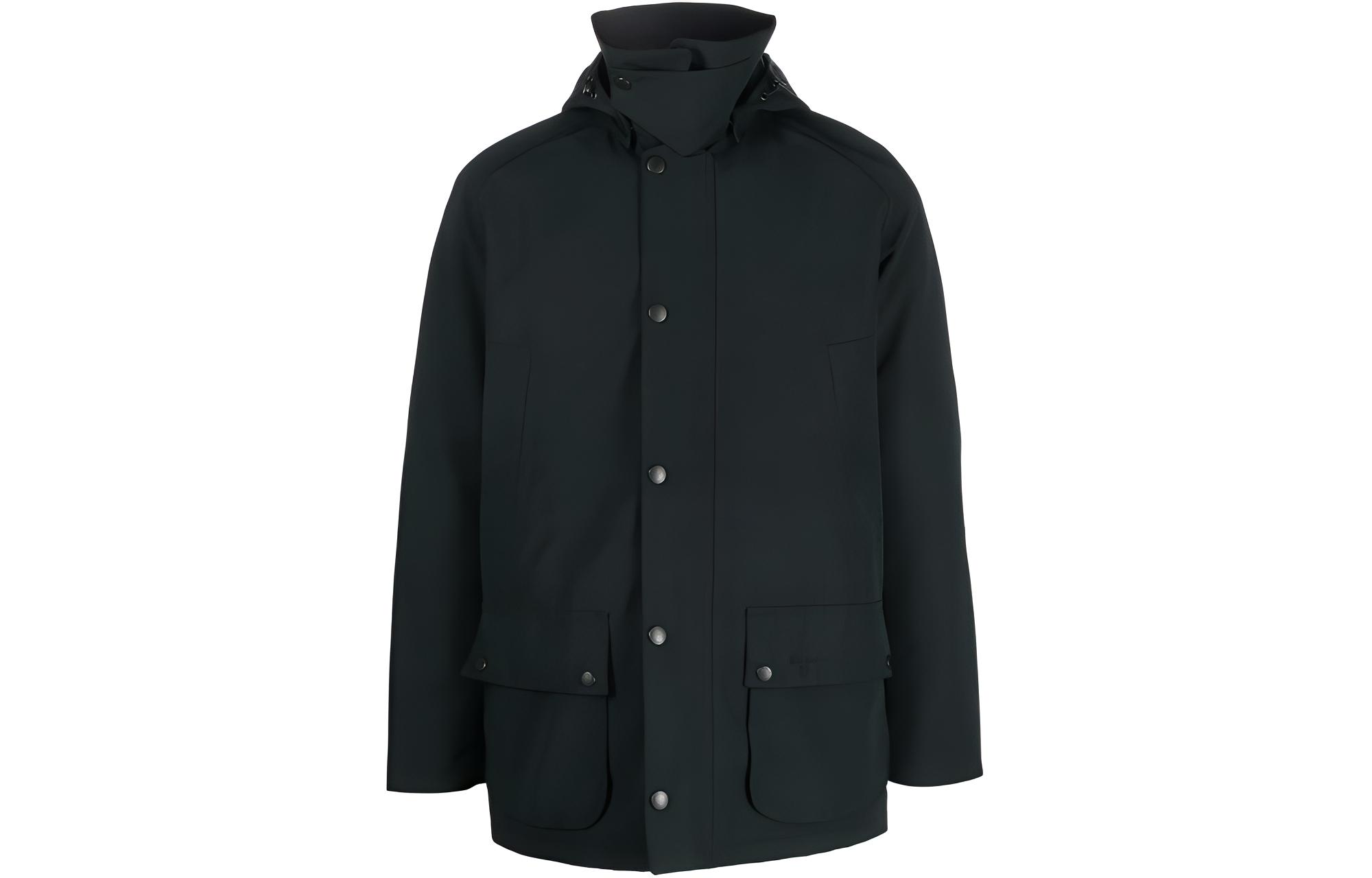 Barbour SS23 Black Solid Color Hooded Long Sleeve Jacket MWB1001BK11