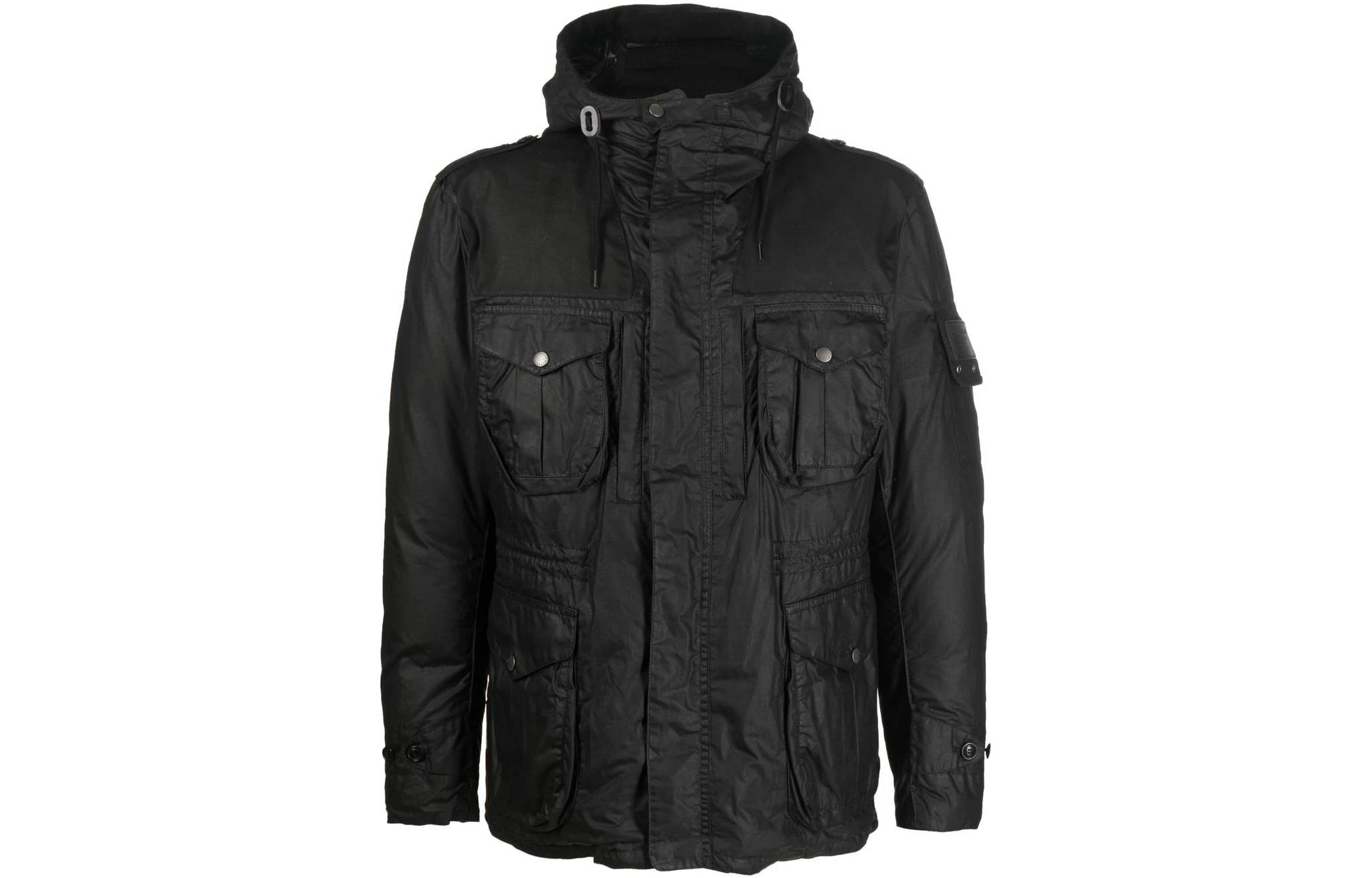 Barbour SS23 Black Waxed Casual Hooded Zip-Up Jacket MWX1872BK11BK11