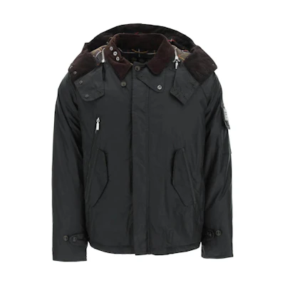 Barbour SS23 Black Waxed Hooded Jacket with Zipper Front MWX1867SG71