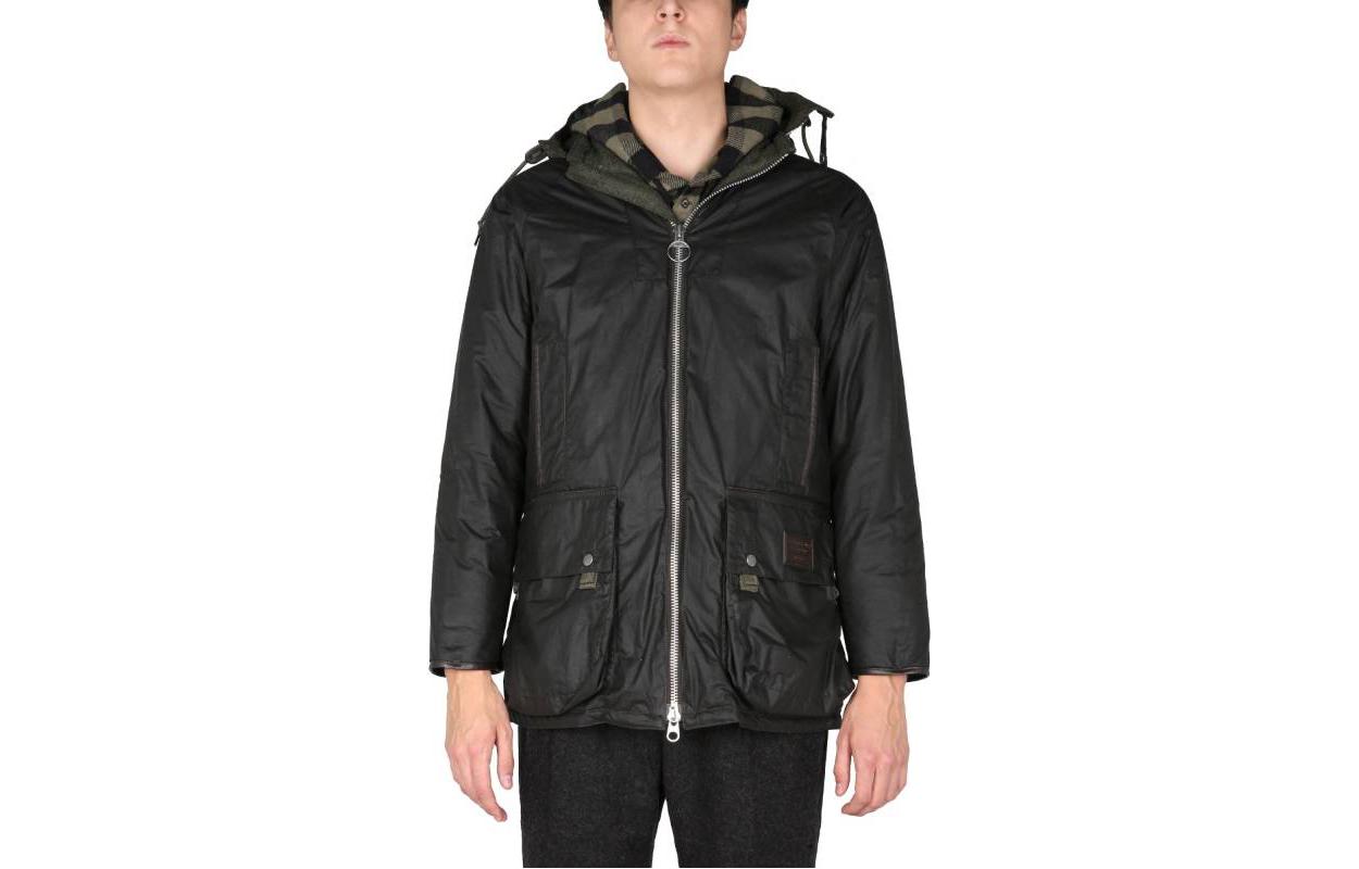 Barbour SS23 Black Waxed Hooded Zip Jacket MWX1869OL91