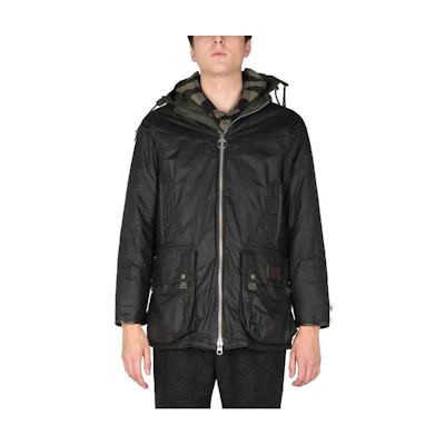 Barbour SS23 Black Waxed Hooded Zip Jacket MWX1869OL91