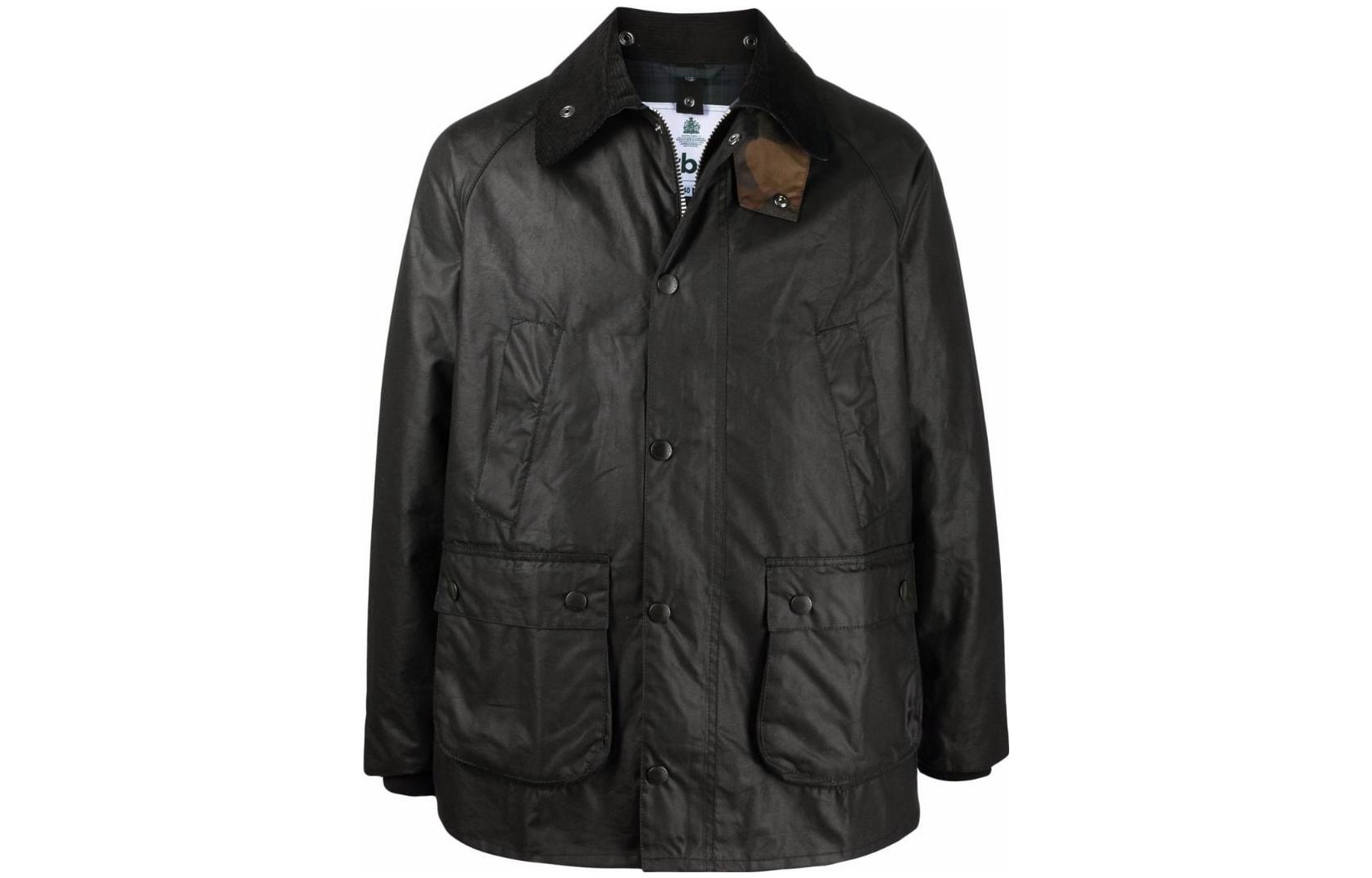 Barbour SS23 Black Waxed Jacket with Single-Breasted Collar MWX1881MWXBK91