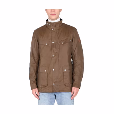 Barbour SS23 Brown Waxed Cotton Casual Jacket with Stand Collar MWX0337BR31