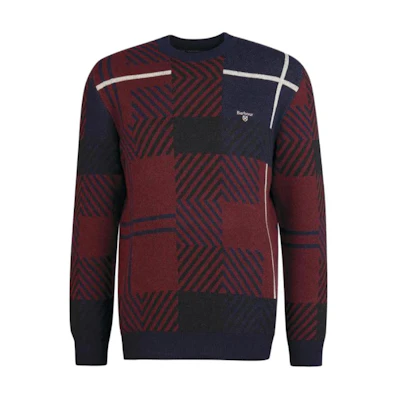Barbour SS23 Colorblock Crewneck Sweatshirt Burgundy Casualwear MKN1455NY91